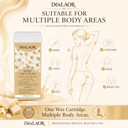 Image of Women Liposoluble Soft Wax Refill Roll-on Cartridge for Full Body Waxing Hair Removal (White Chocolate)