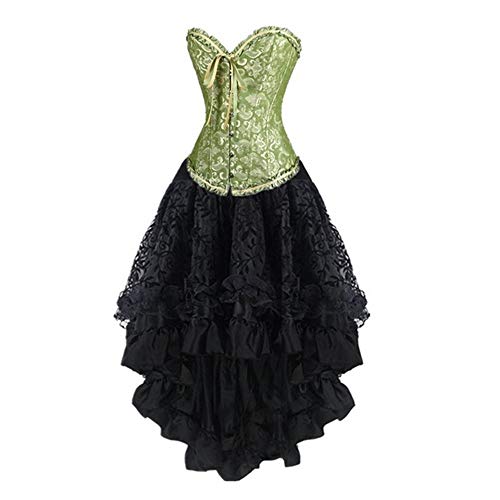 Korsett Kleid Elegant Corsage Set Bustier Corsagenkleid Damen Blumen Rock Gothic Dress Halloween Kostüm Corsagenkleid Damen