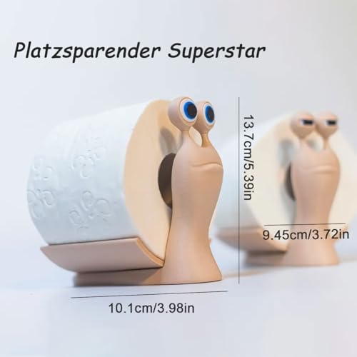 Auriselle Funny Snail Toilettenpapierhalter 3D gedruckt Stehend, Loo Roll Lagerung und Tissue Organizer Set mit Neuheit Badezimmer Dekor für Haus, Toilette, frei stehend Geschenkidee