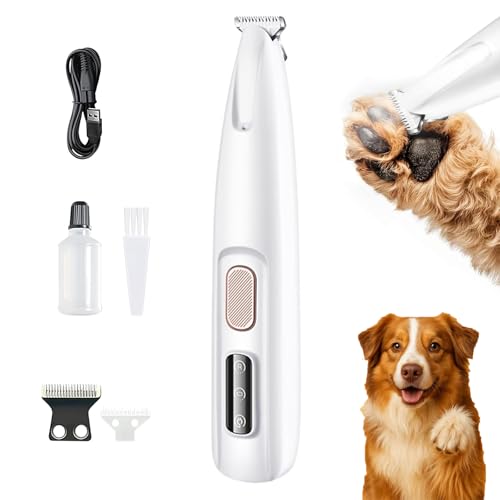 Activ'Pet Tondeuse à pattes - Douce pour Chien et Chat, Lames Céramique et Inox, LED Intégrée, Rechargeable USB, Étanche, Toilettage Zones Sensibles Sans Stress