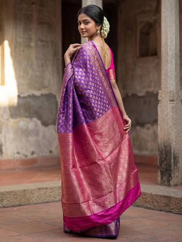 Image of AKHILAM Women's Kanjivaram Pure Soft Silk Saree For Women Saree With Unstitched Blouse Piece |Soft banarasi saree for women|silk saree pure silk