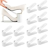 YVHVTV 12-PACK Adjustable Shoe Slots Organizer, New upgrade Double Layer Shoe Stacker, White Stack S