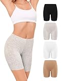 voenxe Women Cotton Boy Shorts Underwear,Lady Boxer Brief,High Waist Anti Chafe Short for Under Dress,Soft Biker Panty 4Pack Assorted