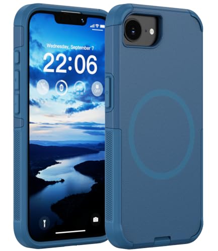 Coque iPhone 16e MagSafe Diverbox fine et antichoc avec protection écran bleu