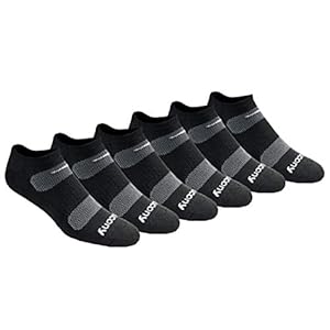 Saucony mens Multi-pack Mesh Ventilating Comfort Fit Performance No-show Socks, Black Basic (6 Pairs), Shoe Size 8-12 US