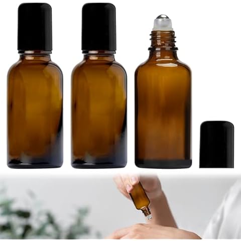 3Pcs 30ml Amber Roller Bottles for Oils Cover