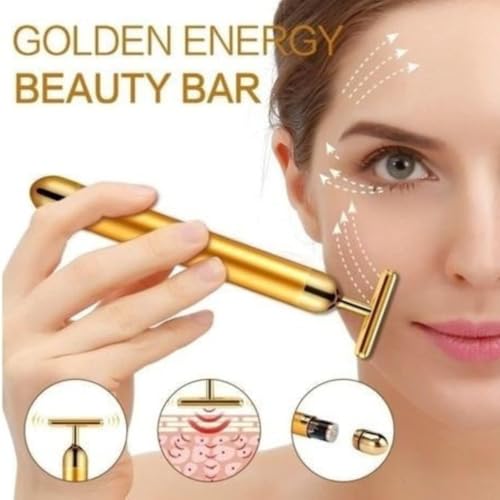 Massageador Elétrico Gold 24k Harmonização Facial Efeito Lifting Anti Rugas e Prevenção Envelhecimen