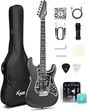 Enya XMARI Smart Electric Guitar with Built-in DSP Effects, 4 Presets, USB-C OTG Recording, Headphone Output, Custom Ceramic Pickups, Carbon Fiber Body, with Gig Bag, Strap, Cable & Picks