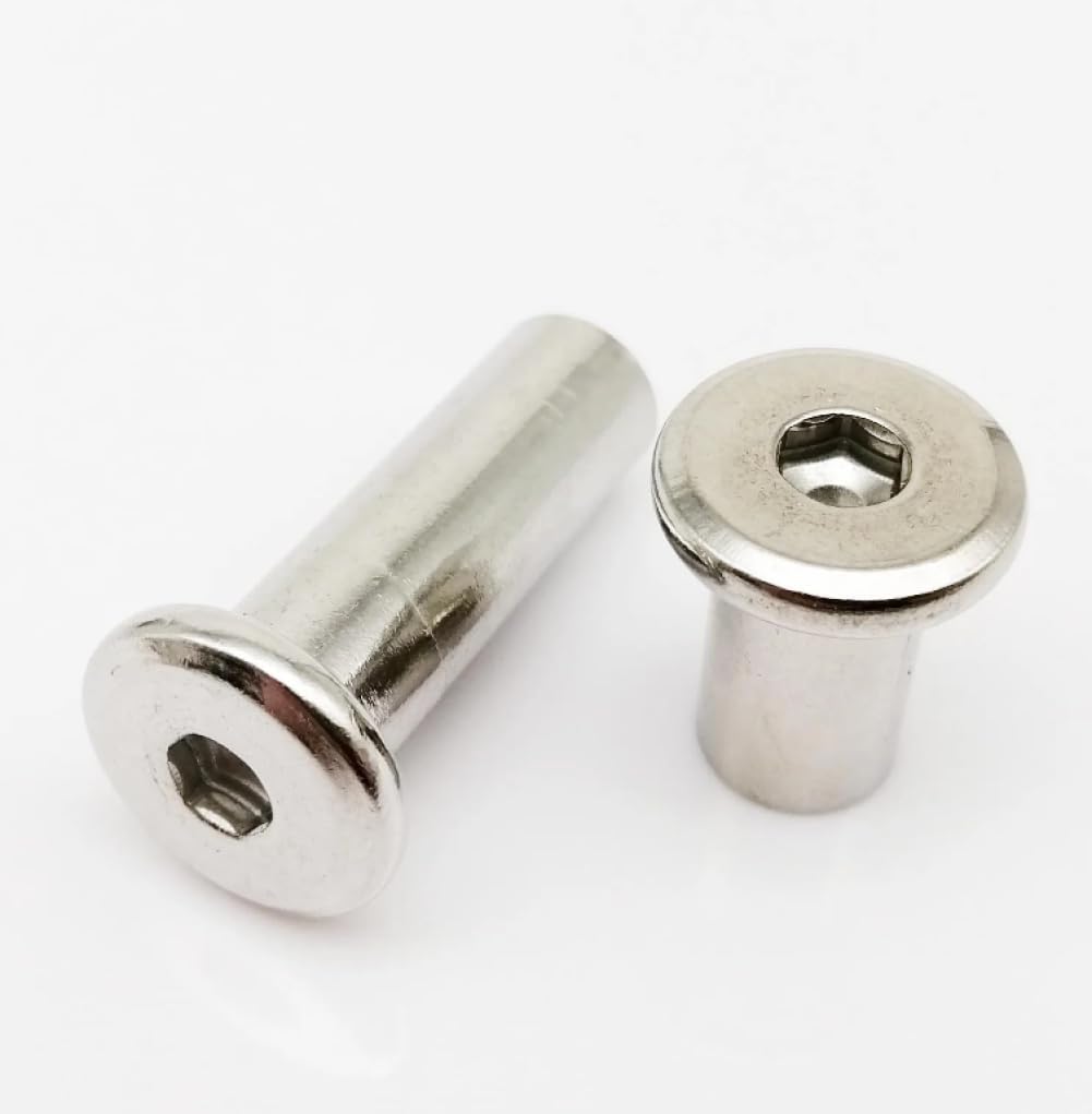 Rivets,Chicago Screws, 304 Stainless Steel Large Flat Hex Hexagon Socket Head Furniture Rivet Connector 1-5pcs(1pc M6x60mm)