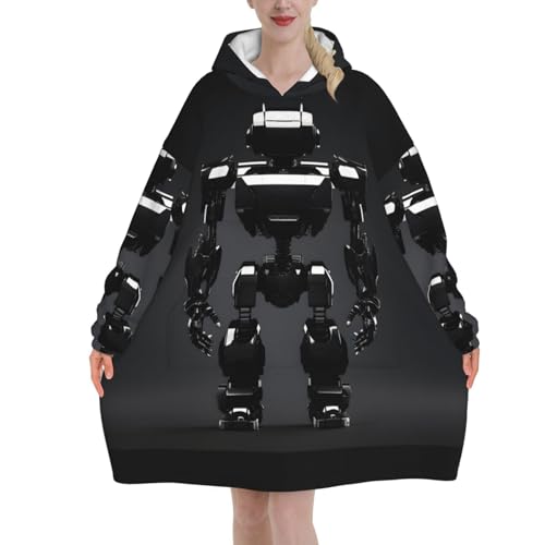 Couverture surdimensionnée contre le froid plaid robot noir