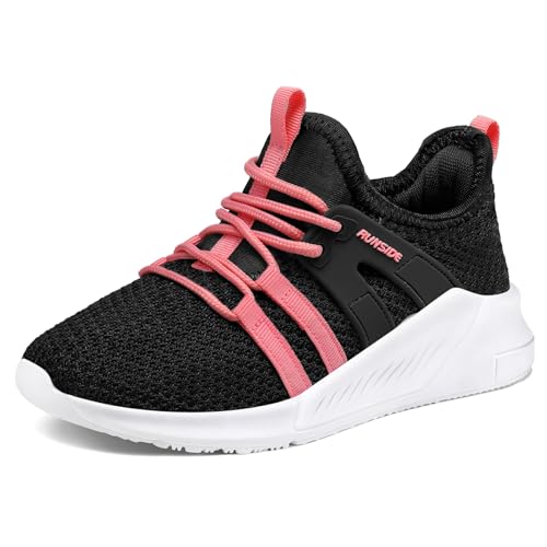 Lace-up Running Athletic Shoes For Toddler/little Kid/big Kid Black Pink