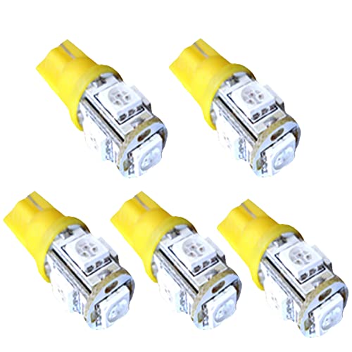 Jtech 5x T10 194 168 2825 Super Bright Yellow LED Bulb for Car Interior Dome Map Door Courtesy License Plate Lights