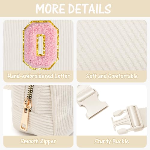Image of Gitus Gifts for Teen Girls 10-12 12-14 14-16 16-18 Birthday Gifts for Girls Women Sister Teacher Initial Belt Bag Fanny Pack Crossbody Bags for Teen Girl Gifts Trendy Stuff Travel Essentials (Ivory-O)