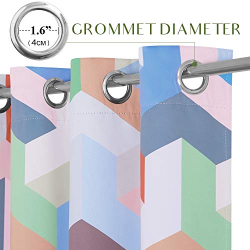 Kgorge Polygon Geometric Room Darkening Curtains, Pop Style Contrast Color Cube Window Drapes For Library/Study/Kids Room (52 Inches Wide X 84 Inches Long, 2 Panels, Bright Colors Collection) #TOP5