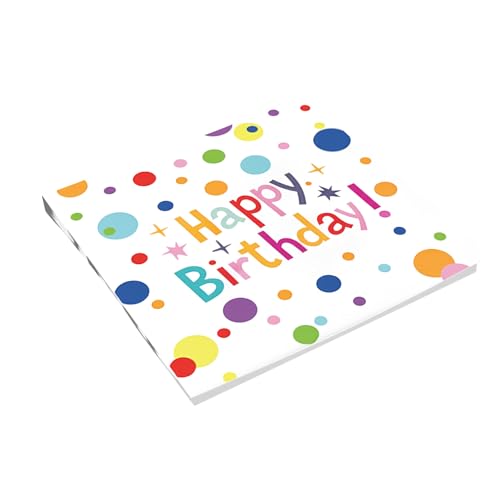 HDBHBH 20 Pcs Paper Napkins for Birthday, 33x33cm Cocktail & Lunch Party Napkins with Colored Dots, Disposable Birthday-Themed Decor for Party Desserts, Greeting Cards & Celebrations