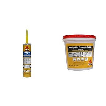 Sikaflex 10.1 fl. Oz Concrete Fix Limestone Sealant, Sika 1 qt Gray Concrete Patch Repair Spalls Cracks Masonry