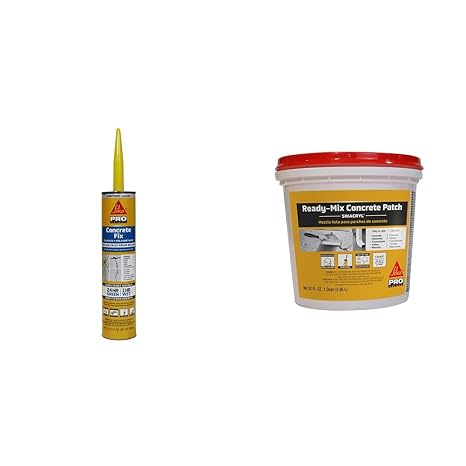 Sikaflex 10.1 fl. Oz Concrete Fix Limestone Sealant, Sika 1 qt Gray Concrete Patch Repair Spalls Cracks Masonry