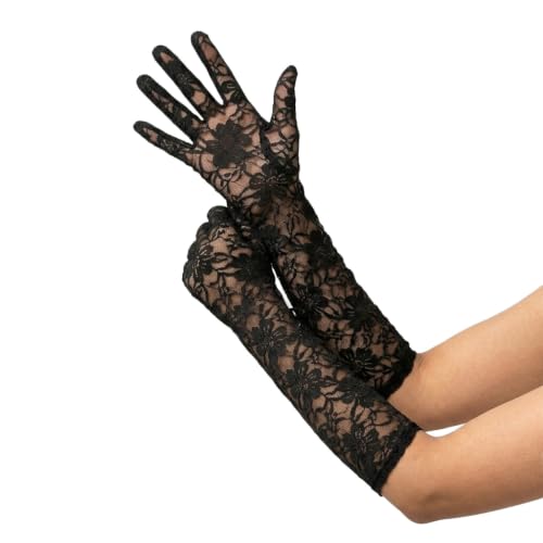 ZIRANYU Floral Lace Opera Gloves for Women, Stretchy Black, Elbow Length Deal
