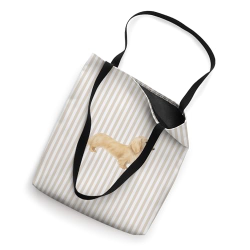 Bolso Tote con Dálmata de Pelo Largo en Rayas Taupe y Blanco miniatura 2