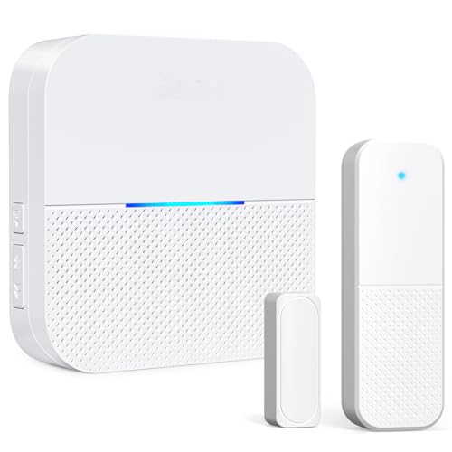 AIDA Door Alarms When Opened Wireless Ring Chime Sensor Alarm for Business/Home/Kids - 600ft Range, 58 Ringtones, 5 Volume Levels, Open Alert, Easy Install (1 Receiver + 1 Sensor)