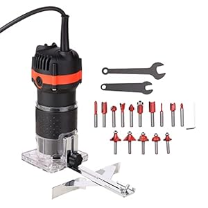 Mulcort Fresadora de Madera, 800W 30000r / min Recortadora de Madera ElÃ©ctrica Recortadora de Ranurado Profesional MÃ¡quina de Ranurado para Carpintero Carpintero con 15 Piezas Fresas 220V