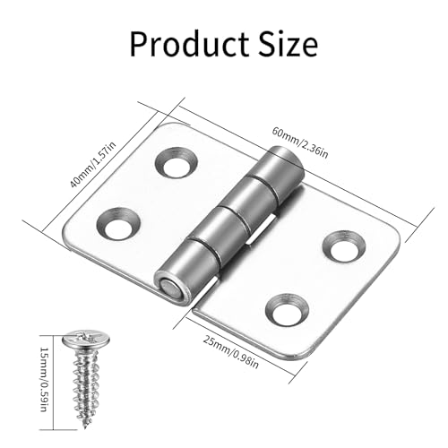 4 STK Scharniere Klappbar, 40x60mm Verbinder Scharniere, Klappscharnier Schwerlast, Edelstahl Scharniere Verbinder, Türscharniere für Holztüren Fenster Schränke Gartentüren Tür Scharnier Set