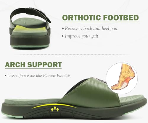 Image of COFACE Womens Dressy Orthotic Slides Lightweight Yoga Mat Thick Cushion Recovery Walking Sandals Adjustable Slip On Slippers with Comfortable Plantar Fasciitis Arch Support