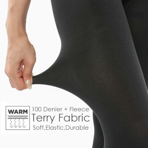 Image of G&Y 2 Pairs Fleece Lined Tights for Women - 100D Opaque Warm Winter Pantyhose