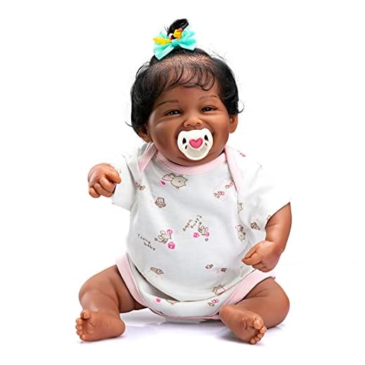 Anano Biracial Baby Doll 19 Inch Reborn Baby Dolls Silicone Full Body African American Newborn Girl Doll Realistic