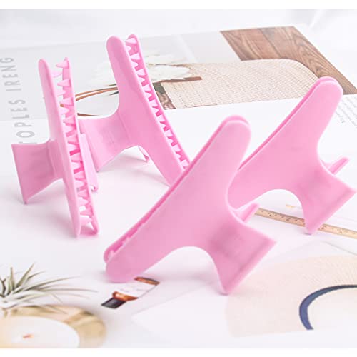 Ondder 12 Pack Butterfly Hair Clamps Clips Hair Claw Clips Salon Pro Section Clip For Styling, Sectioning, Cutting, Coloring Large Hair Clips Hairdressing Salon Tool Hair Accessories For Women Girls-Pink #TOP6