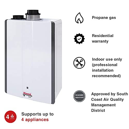 Rinnai Rucs75Ip Tankless Hot Water Heater, 7.5 Gpm, Propane, Indoor Installation #TOP1