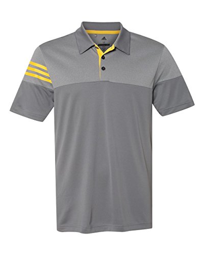 Adidas Golf Mens Heather 3-Stripes Block Sport Shirt (A213) -Vista Grey -L #TOP1