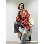 anni designer womens viscose blend printed short kurti straight fit casual ethnic top square neck full sleeve kurta office college