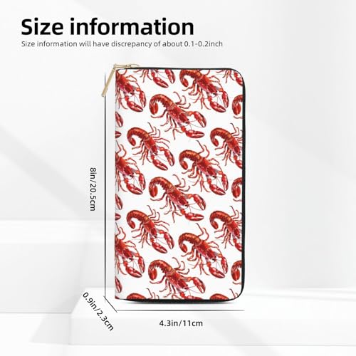 Leather Thin Slim Wallets for Women Men - Fashion Cute Cartoon Lobster Print Card Wallet Holder with Zipper2