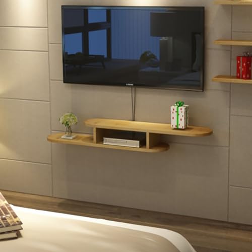 Meuble TV 100% bois naturel console multimédia suspendue 100cm - 7