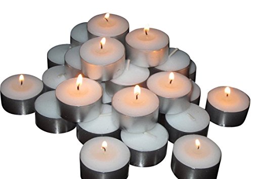 Bulk Tealight Candles White Unscented Smokeless Wedding Extended Burn time 7 Hour White Votive Tea Lights Home & Holiday Decorations Set of 100 Higlow