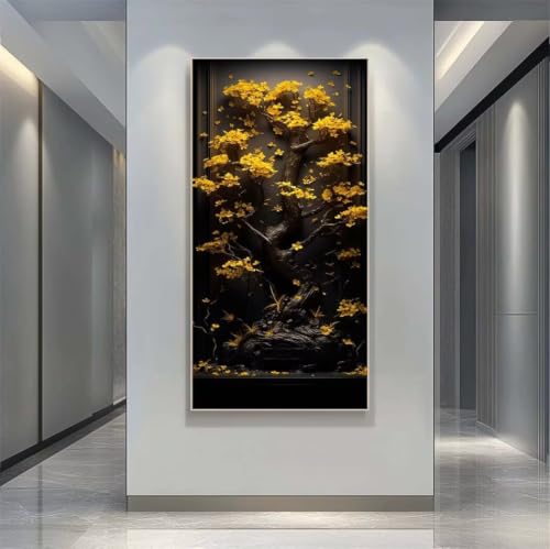 Diamond Painting Adulte Grand Format 5D DIY Arbre Doré 60x150 cm