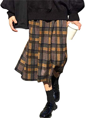 [ newNE ] [ ニューネ ] チェック 柄 ロング スカート プリーツ おしゃれ オシャレ お洒落 かわいい 可愛い カワイイ れディース 秋冬 秋 冬 春 オールシーズン きれいめ きれい 韓国 韓国風 原宿 系 カジュアル ファッション オフィス 通勤 通学 大人 女性用 れでぃす レデイース レディース タータン チェック柄 ひざ下 膝下 ぷりーつ すかーと イエロー 黄色 m サイズ 01-W04-YEM