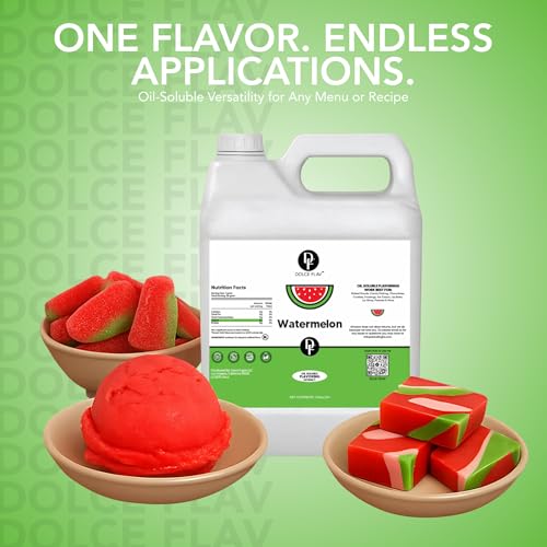 Image of Dolce Flav Watermelon Extract 1 Gallon - Kosher, Sugar-Free, Concentrated Juicy Watermelon Flavoring for Baking, Chocolates & Desserts, Includes Measured Dropper