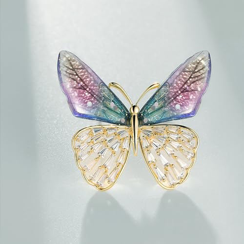 Image of Rhinestone Animal Butterfly Brooch Pin, Colorful Crystal Insect Butterfly Wings Suit Lapel Pin, Coat Pin Jewelry for Women Girls