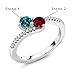 Gem Stone King 925 Sterling Silver Customized and Personalized Promise Love Bypass Gemstone Birthstone 2 Stone Fashion Mothers Ring For Women (Size 8)