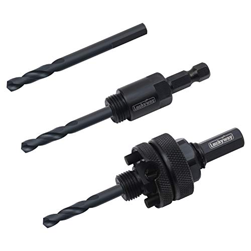 Luckyway 3-Piece Hole Saw Mandrel,Fit 3/4-Inch to 6-Inch Bi-Metal Hole Saw,Including 7/16-Inch and 3/8 Inch Shank Hole Saw Arbor and 3-Piece 1/4 Inch HSS(M2) Central Drill bits by Luckyway - Used condition - US$15.26