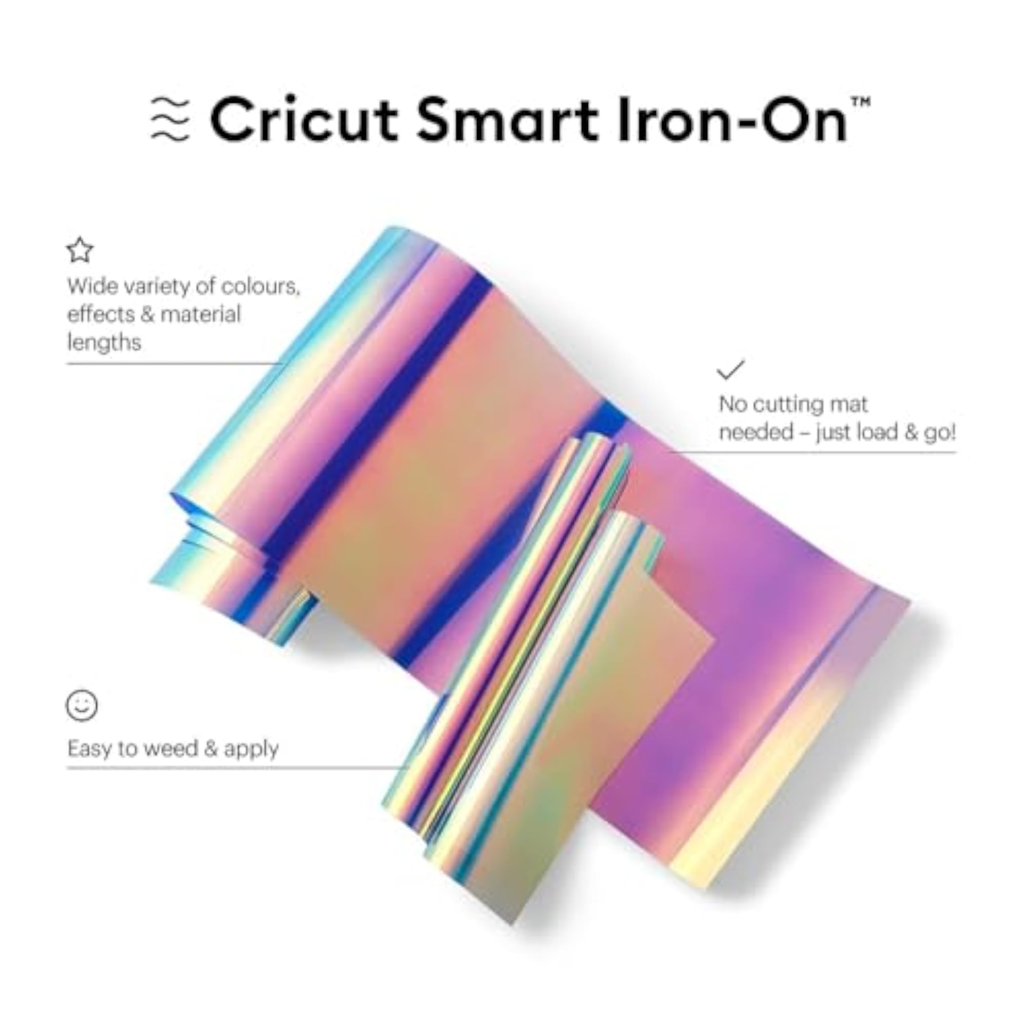 Smart Iron-On Heat-Transfer Vinyl, 1 Sheet 33cm x 2.7m Holographic Translucent Blue