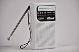 MIKA AM/FM Pocket Portable Radio, Small Battery Operated, Best Mini Antenna Reception for Emergency (AA Batteries NOT Included) (White)