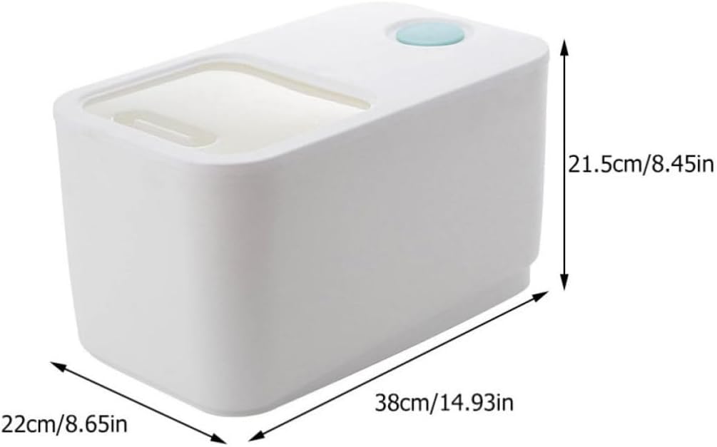Plastic Rice Container Household Sealed Rice Bucket for Kitchen Storage | White Plastic Build, Wear-resistant Surface, Airtight Closure for Lasting Freshness, Suitable for Sugar and Tea Storage