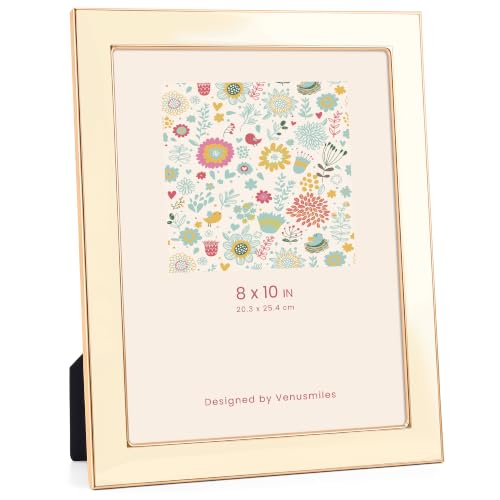 8x10 Enamel Picture Frame, Gold Edge, Cream Enamel, Tabletop & Wall, 1pc