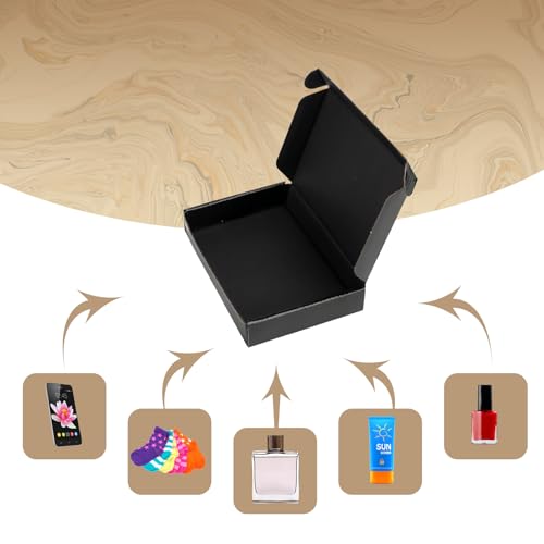 Image of ZBEIVAN 6x4x1 Black Shipping Boxes Set of 50, Corrugated Cardboard Mailer Boxes for Packaging Small Business Mailing Gifts