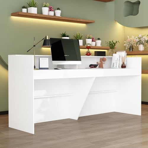 Comptoir de Réception Avec Grande Surface de Travail, Table de Réception, Meuble de Bureau Avec...