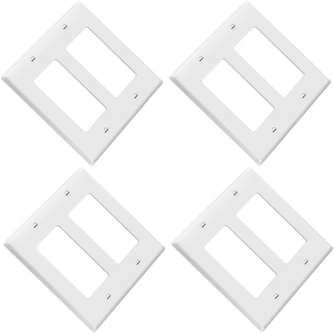 4pcs White Electrical Cover Plates for Switch and Outlet, Sturdy Flame Retardant PC Material with Quick Installation, American Design Wall Switch Plate Covers for Home Decor