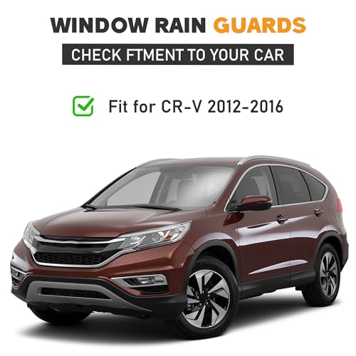Image of Shatterproof Taped-On Window Deflectors for Honda CR-V 2012-2016 with Chrome Trim, Rain Guards, Window Visors for Car, Vent Deflector, 4pcs